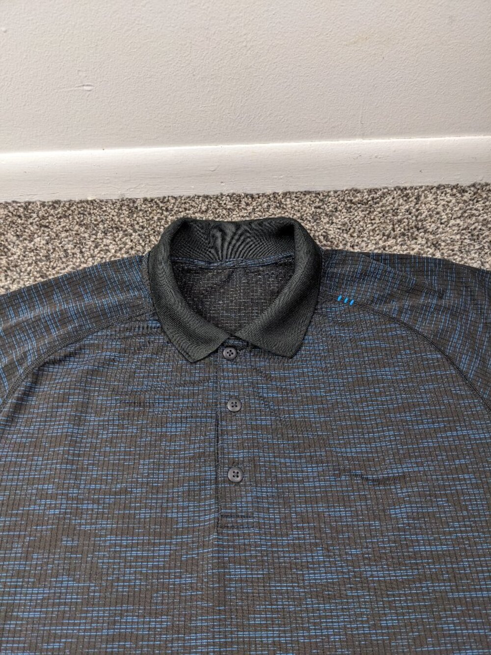 Lululemon Polo Shirt Metal Vent Tech Performance Amalfi Blue Black Mens XL